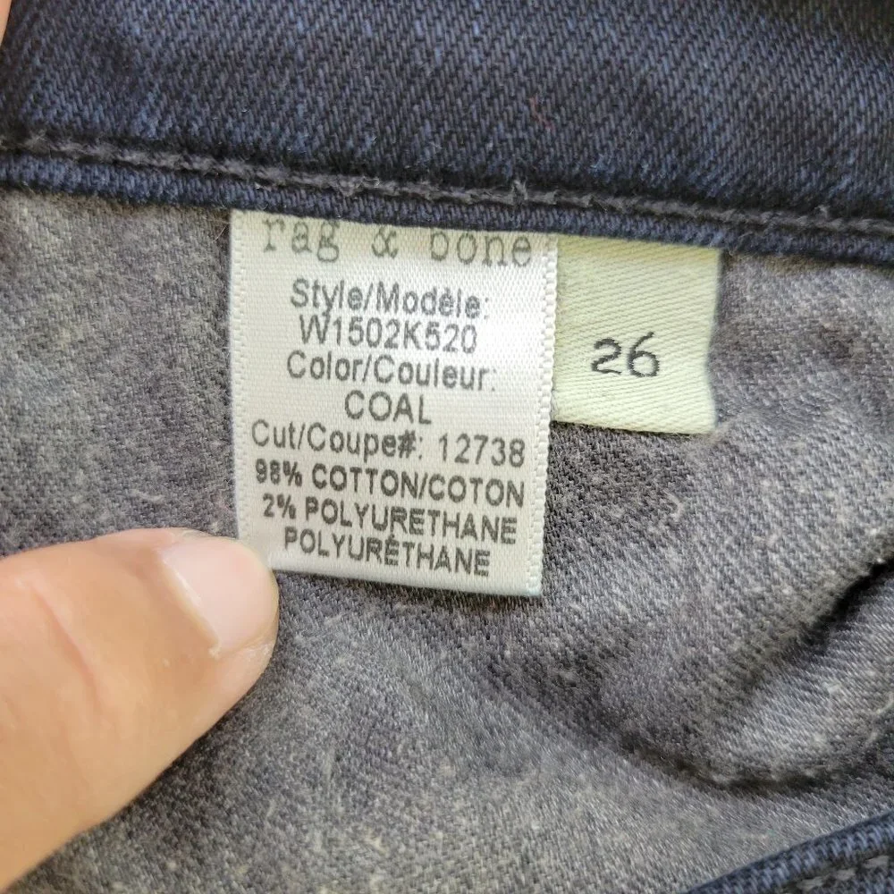 30. Rag & Bone Women Black Midrise Skinny Ankle Denim Jeans Size 26